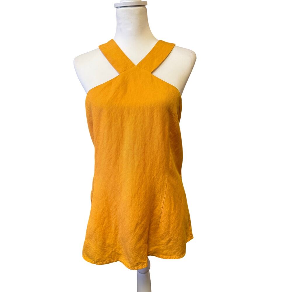 ANN TAYLOR factory LNEN blend NWT yellow halter top womens large